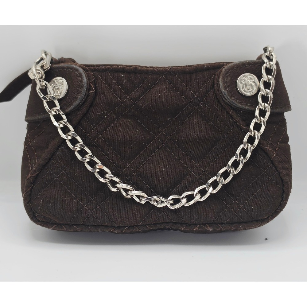 Vera Bradley Mini Quilted Microfiber Bag Brown Chain Strap Wristlet Clutch